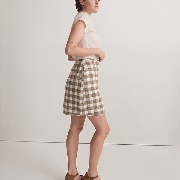 NWT Madewell Quilted Flannel Skirt in Gingham Check Size 0 Plaid Mini Skirt - Picture 2 of 14